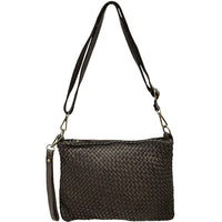Elvaria Woven Handheld and Crossbody Bag in Calf Leather - Leather Italiano