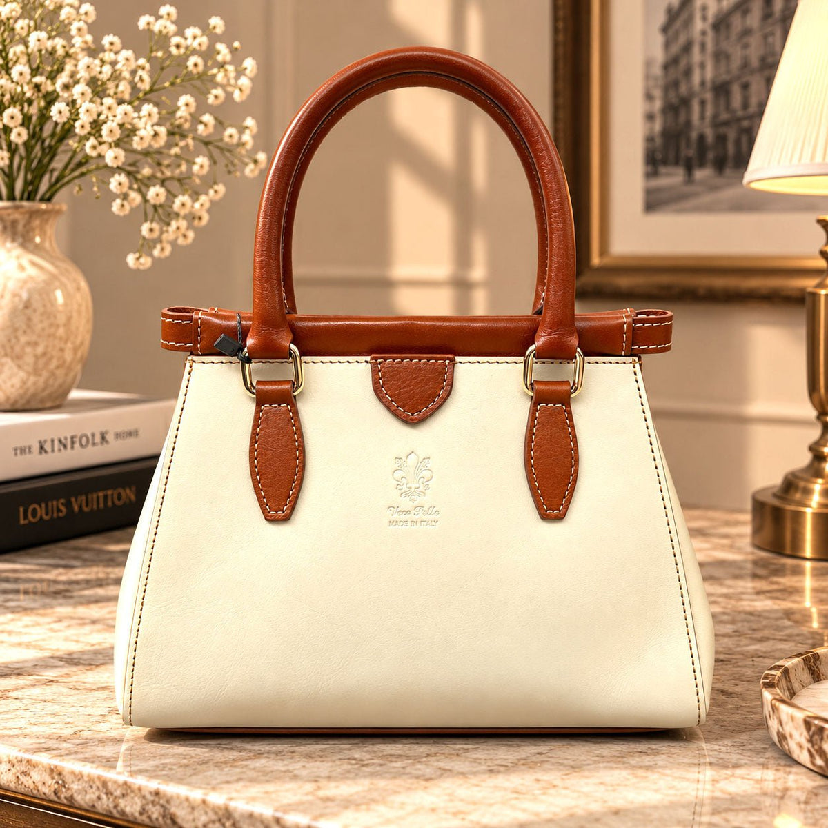 Ersilia Hand-Dyed Leather Spring-Frame Satchel - Leather Italiano