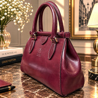 Ersilia Hand-Dyed Leather Spring-Frame Satchel - Leather Italiano
