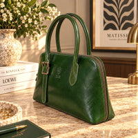 Eugenia Hand-Dyed Leather Dome Satchel - Leather Italiano