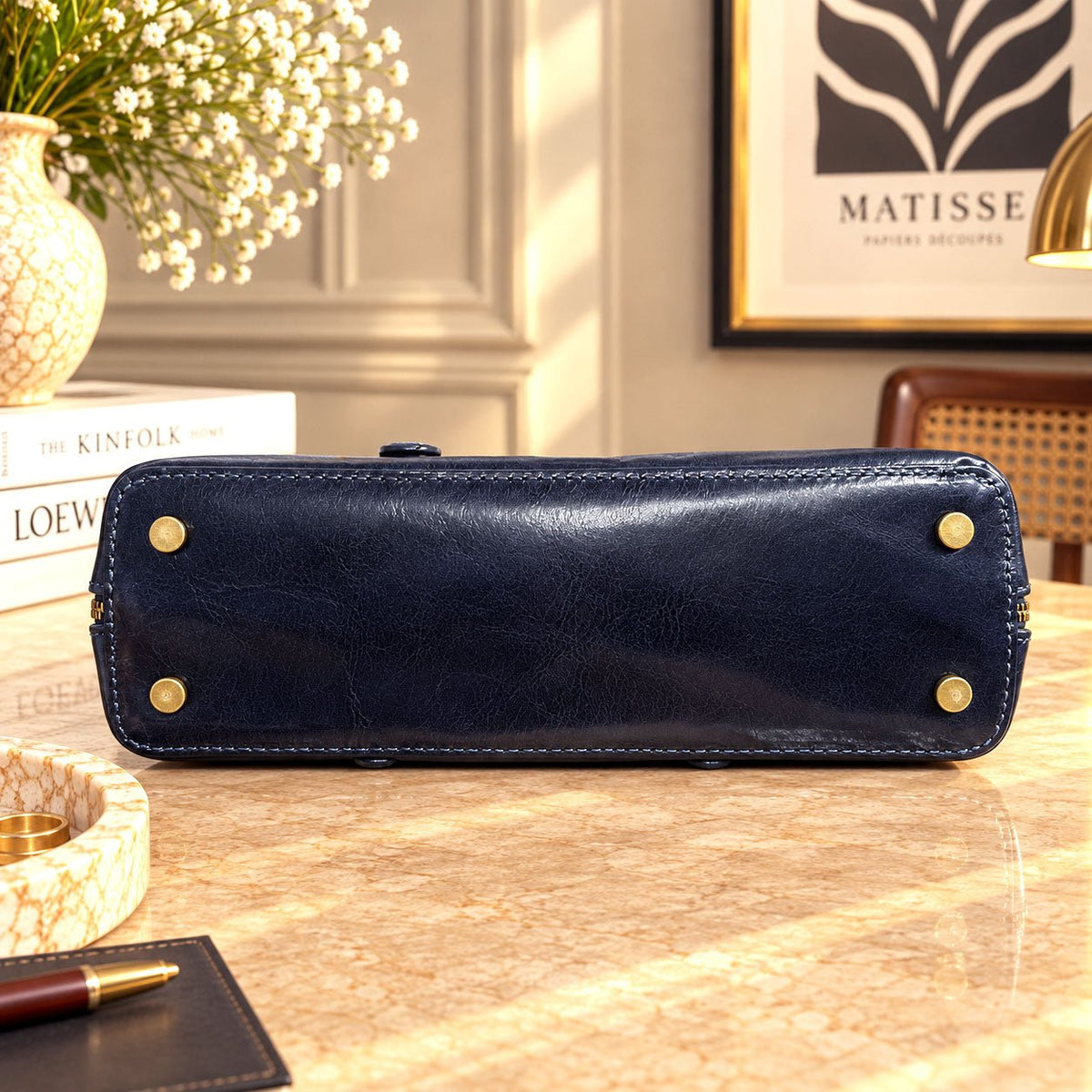 Eugenia Hand-Dyed Leather Dome Satchel - Leather Italiano