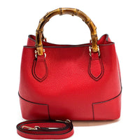 Fabrizia Small Italian Leather Bag with Bamboo Handles - Leather Italiano