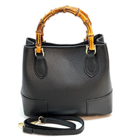 Fabrizia Small Italian Leather Bag with Bamboo Handles - Leather Italiano