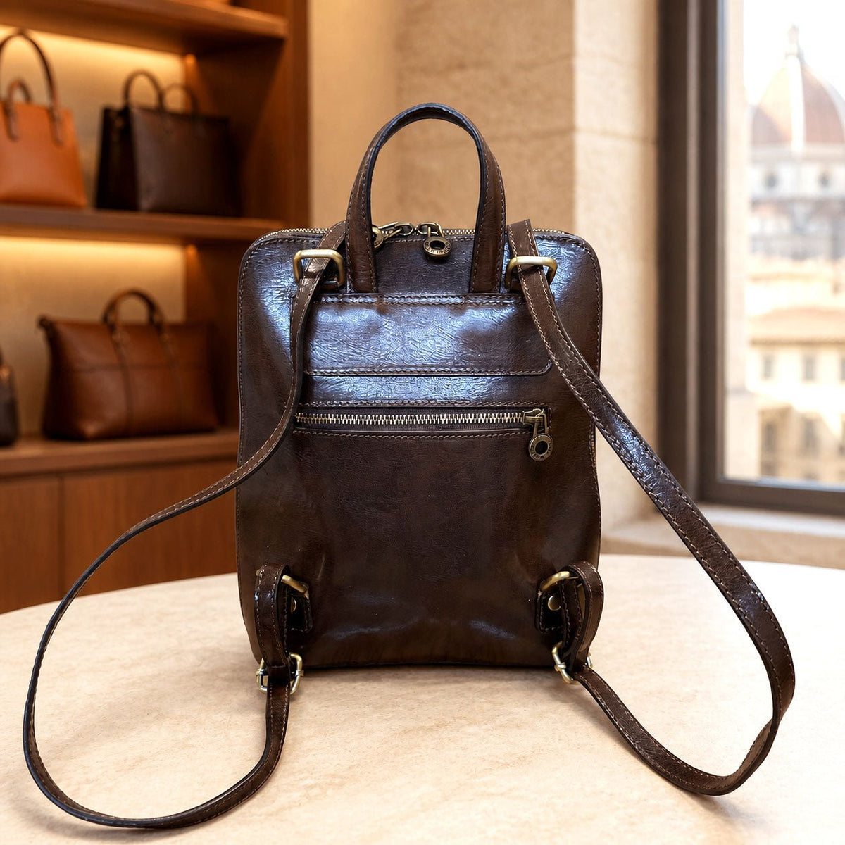Fiammetta Convertible Hand-Dyed Italian Leather Backpack - Leather Italiano