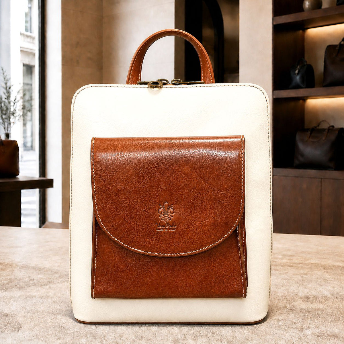 Fiammetta Convertible Hand-Dyed Italian Leather Backpack - Leather Italiano