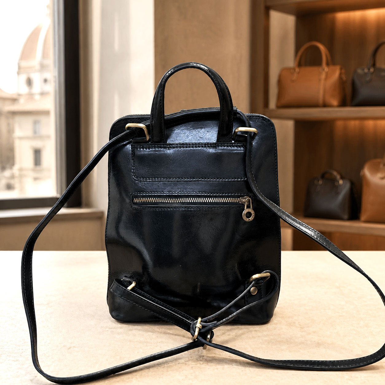 Fiammetta Convertible Hand-Dyed Italian Leather Backpack - Leather Italiano