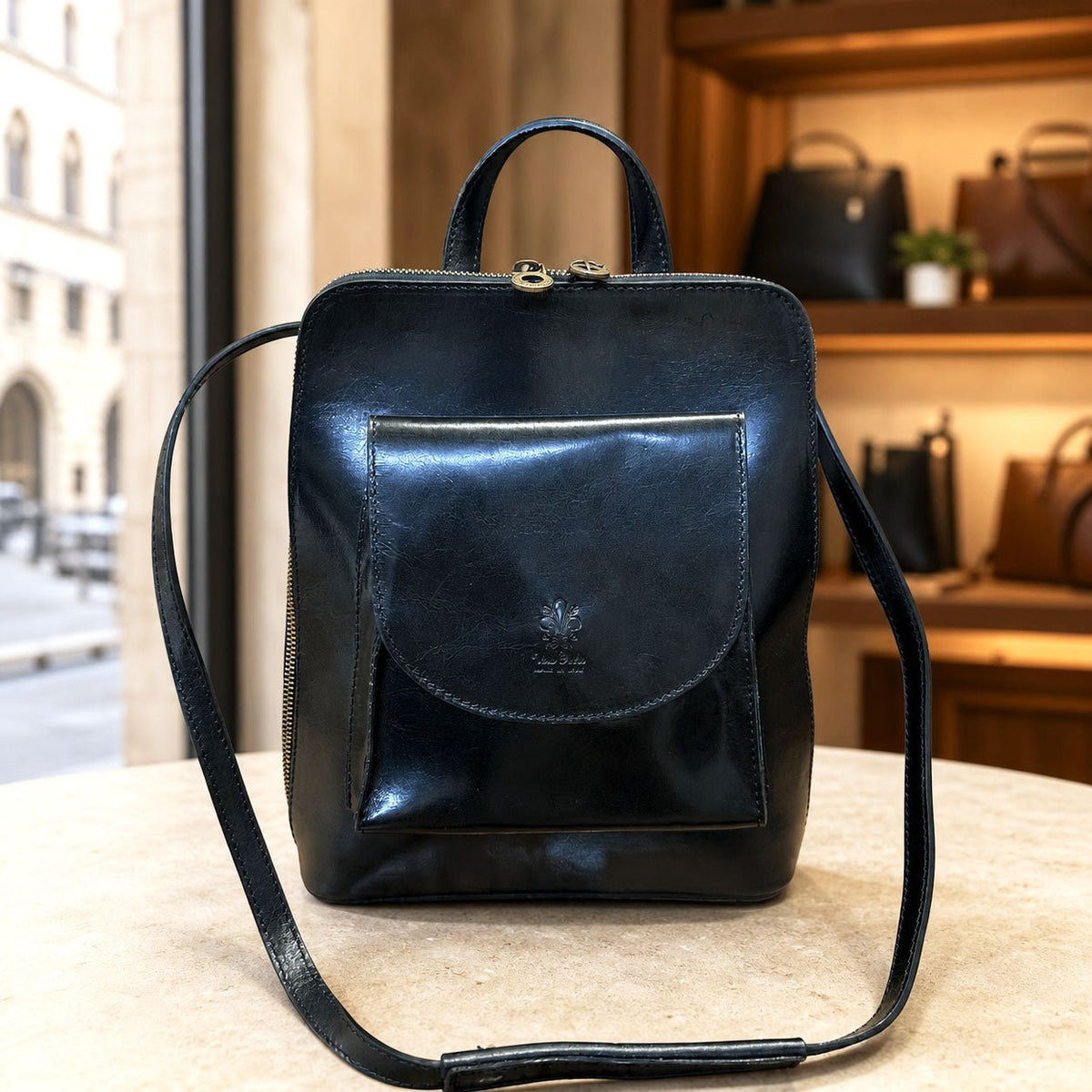 Fiammetta Convertible Hand-Dyed Italian Leather Backpack - Leather Italiano