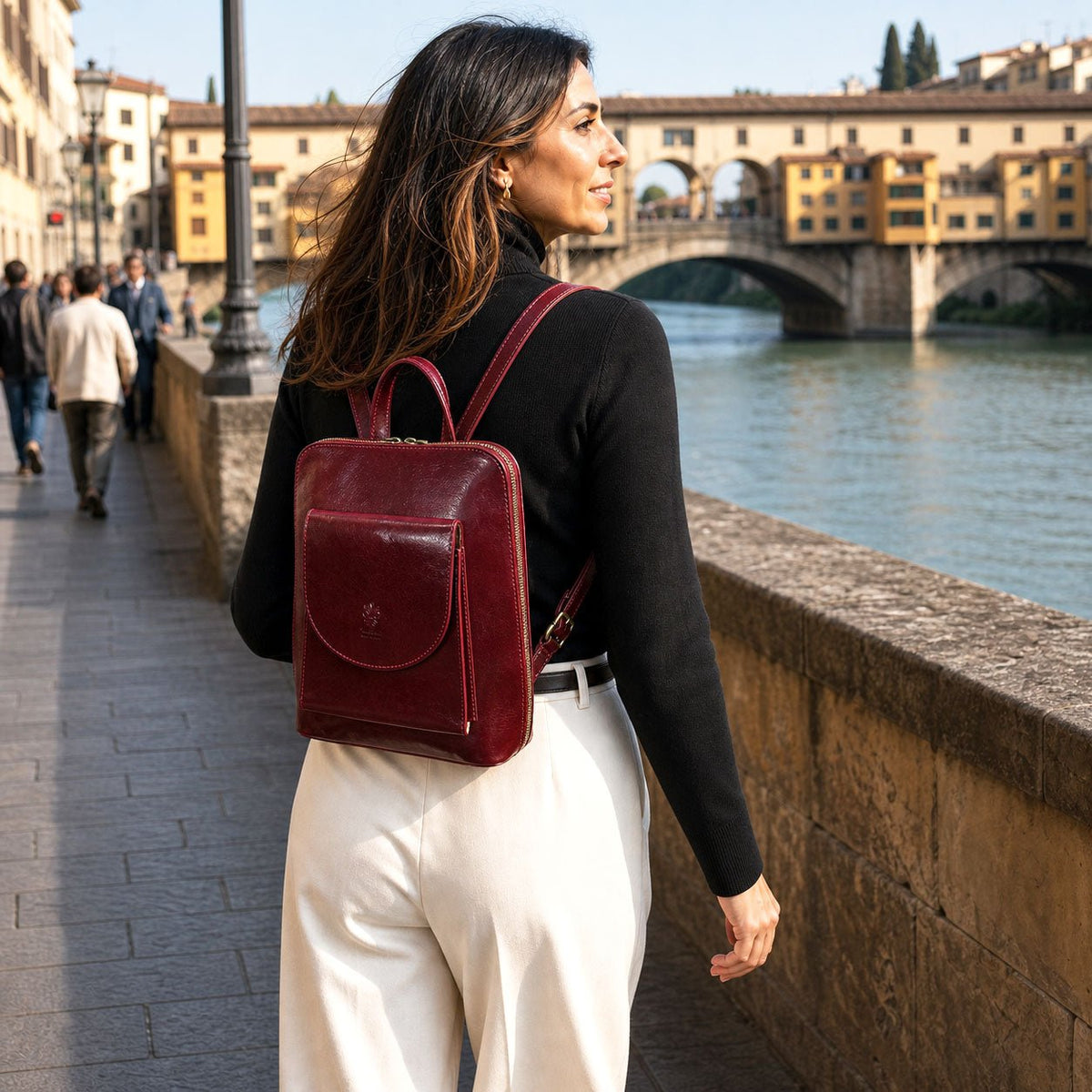 Fiammetta Convertible Hand-Dyed Italian Leather Backpack - Leather Italiano