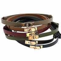 Firenze Lock – Italian Handmade Leather Belt with Gold Lock Buckle - Leather Italiano
