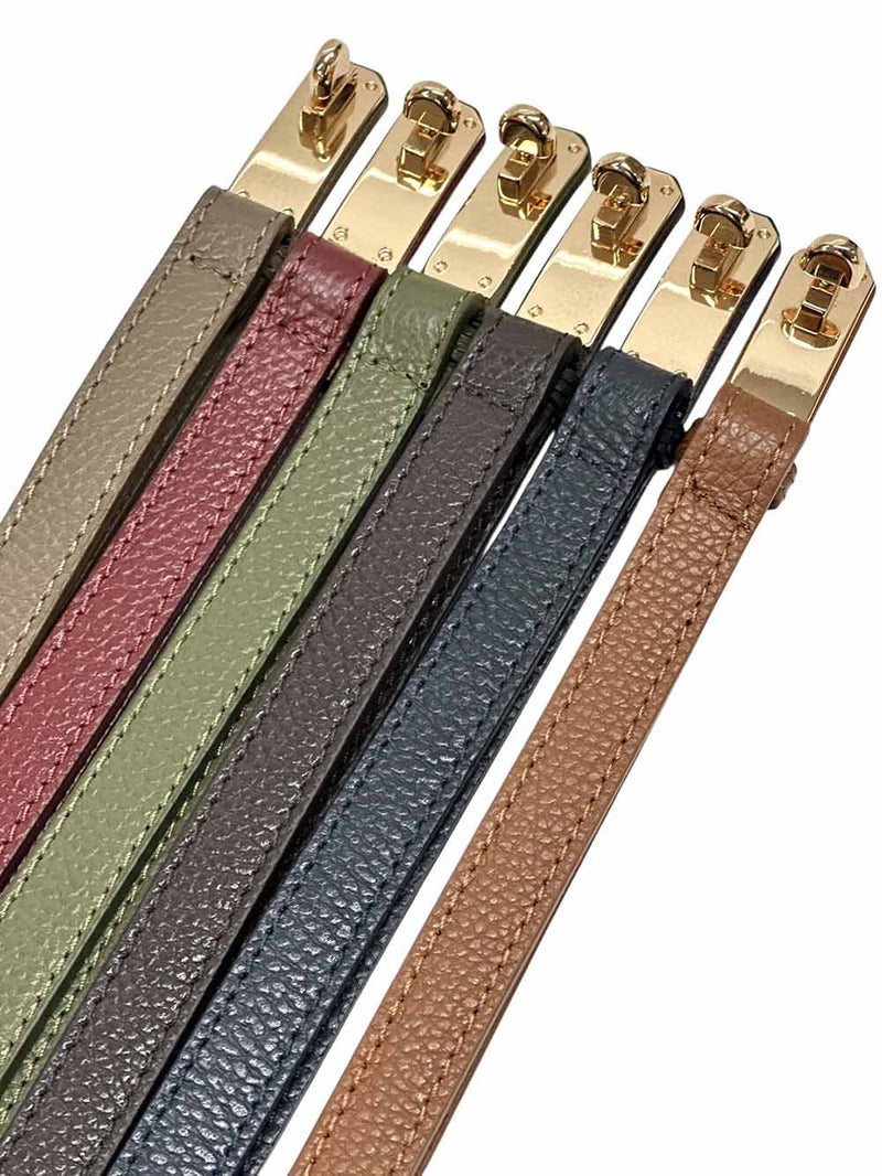 Firenze Lock – Italian Handmade Leather Belt with Gold Lock Buckle - Leather Italiano