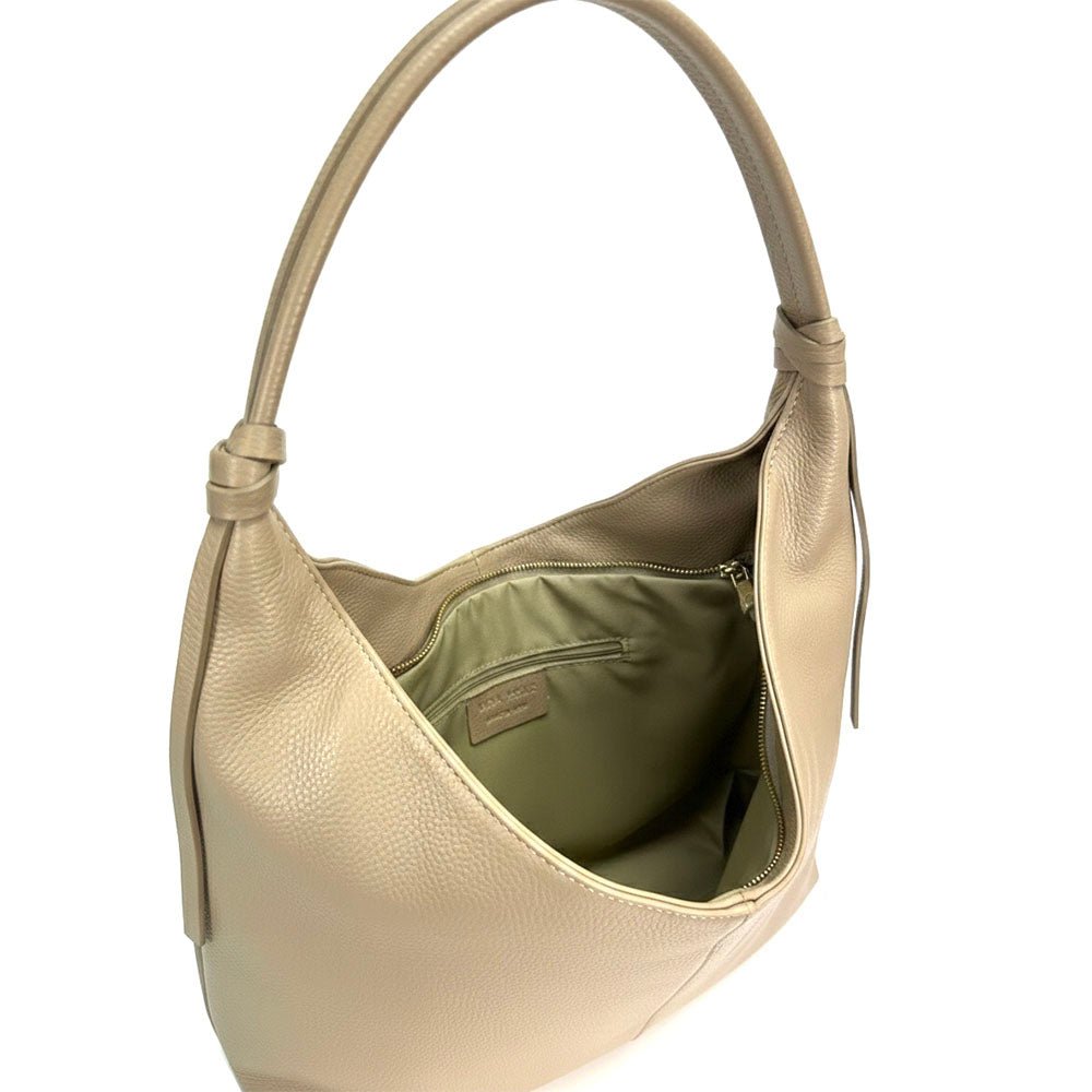 Flavia Italian Cow Leather Hobo Bag - Leather Italiano
