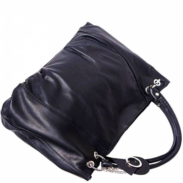 Florence Black Leather Hobo Bag - Leather Italiano