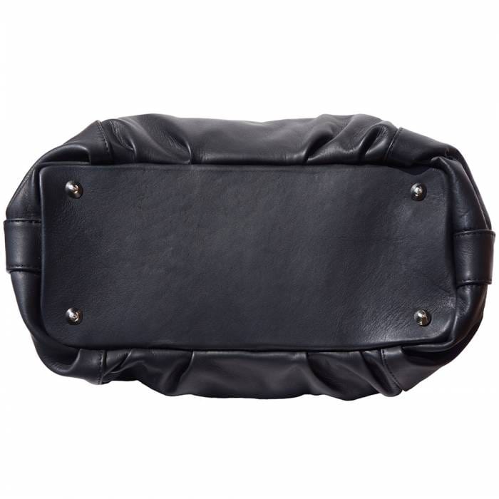 Florence black leather hobo bag bottom