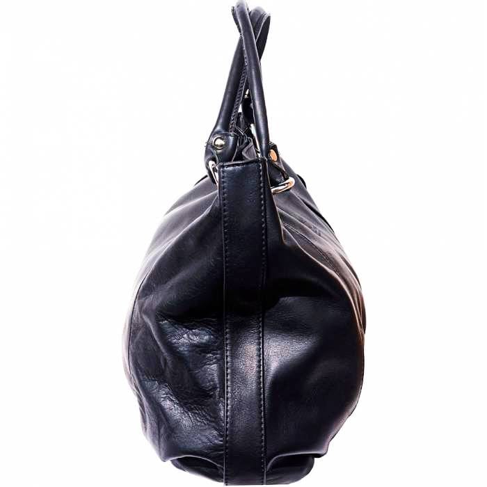 Florence black leather hobo bag side view