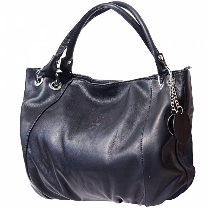 Florence black leather hobo bag back