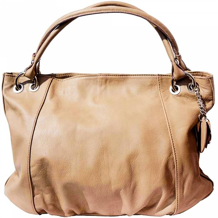 florence light taupe leather hobo bag front view