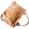 florence light taupe leather hobo bag lying flat
