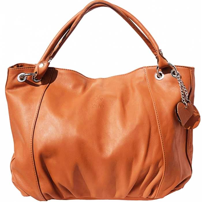 florence tan leather hobo bag front view