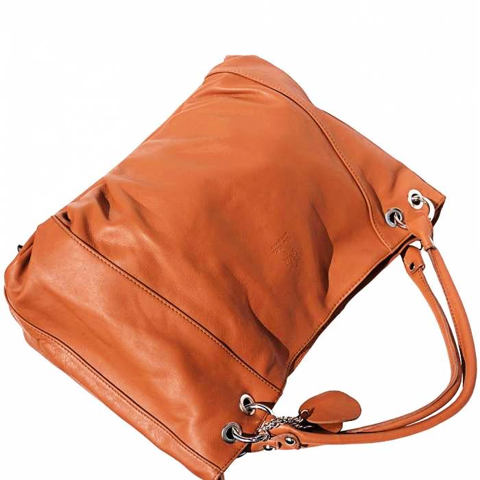 florence tan leather hobo bag lying flat
