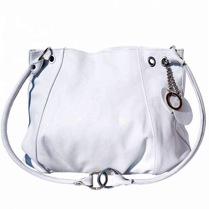 florence white leather hobo bag back view