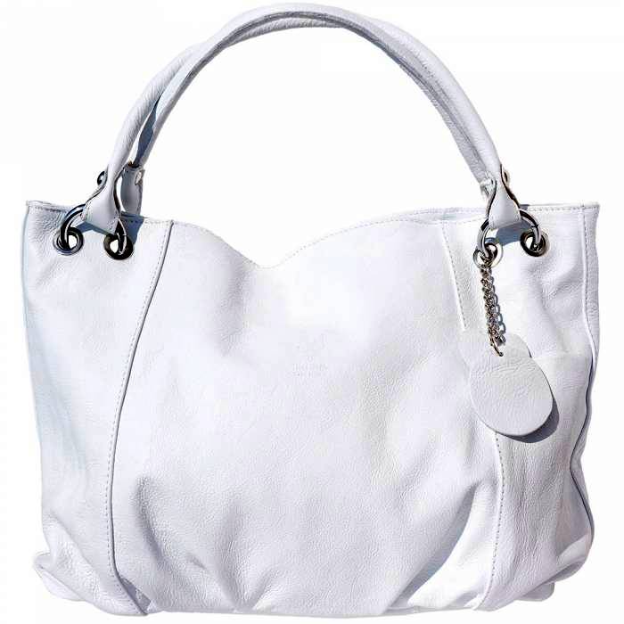florence white leather hobo bag front view
