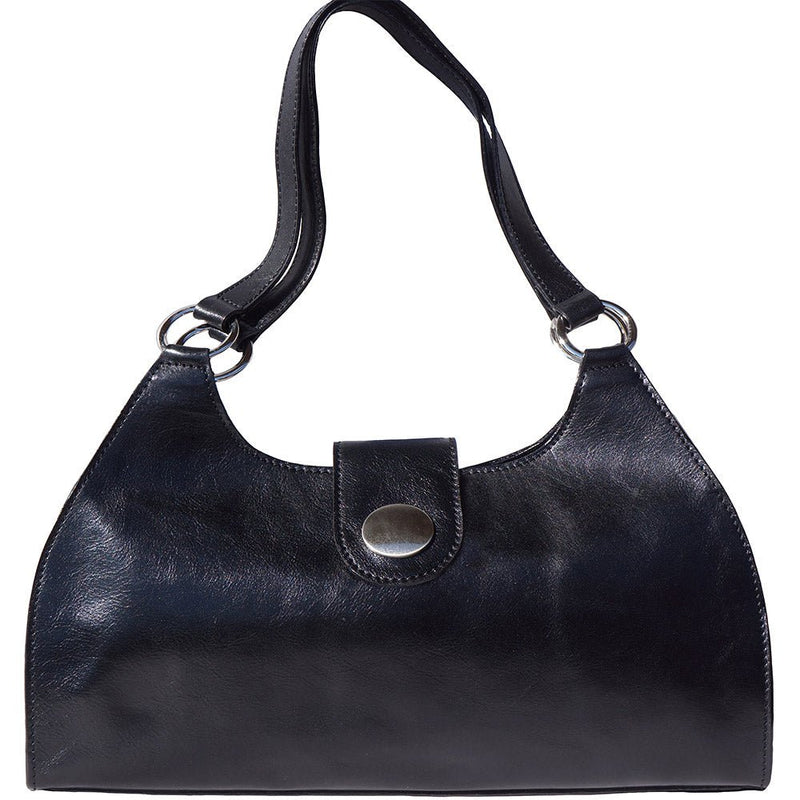 Front View of Florina GM Black Leather Side Bag