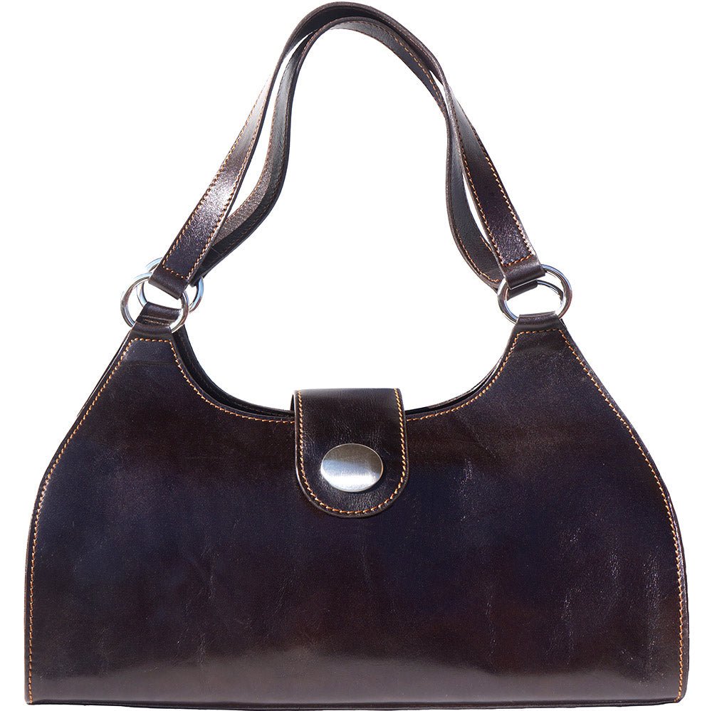 Front View of Florina GM Dark Brown Leather Side Bag