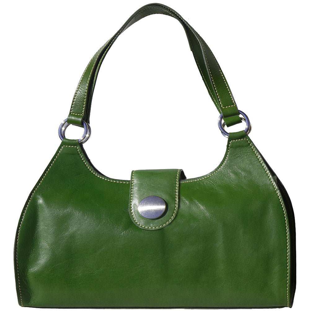 Front View of Florina GM Green Leather Side Bag