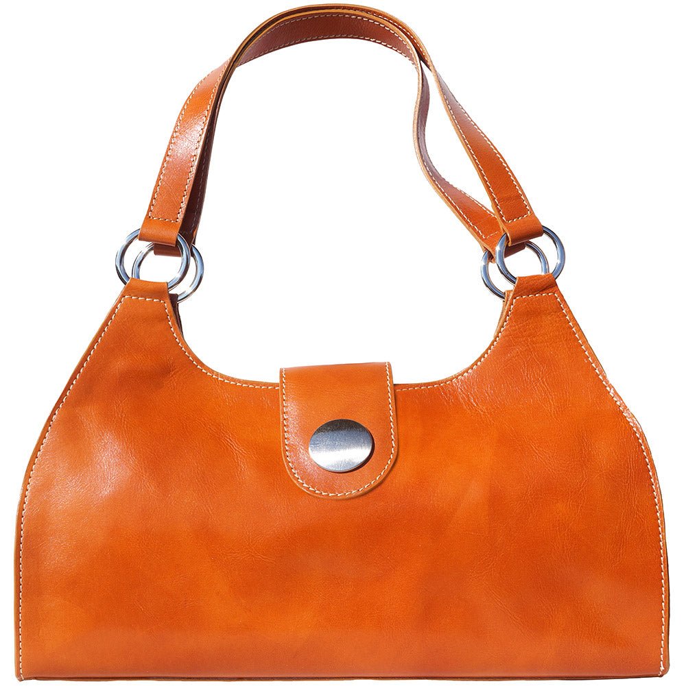 Front View of Florina GM Tan Leather Side Bag