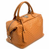 Florine Leather Handbag – Handmade in Florence with Printed Woven - Effect Finish - Leather Italiano