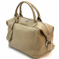 Florine Leather Handbag – Handmade in Florence with Printed Woven - Effect Finish - Leather Italiano