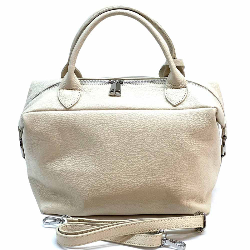 Florine Leather Handbag – Handmade in Florence with Printed Woven - Effect Finish - Leather Italiano