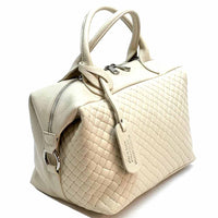 Florine Leather Handbag – Handmade in Florence with Printed Woven - Effect Finish - Leather Italiano