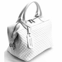 Florine Leather Handbag – Handmade in Florence with Printed Woven - Effect Finish - Leather Italiano