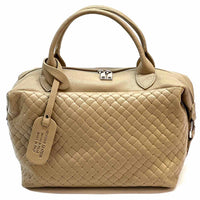 Florine Leather Handbag – Handmade in Florence with Printed Woven - Effect Finish - Leather Italiano