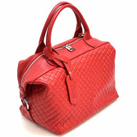 Florine Leather Handbag – Handmade in Florence with Printed Woven - Effect Finish - Leather Italiano