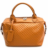 Florine Leather Handbag – Handmade in Florence with Printed Woven - Effect Finish - Leather Italiano