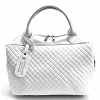 Florine Leather Handbag – Handmade in Florence with Printed Woven - Effect Finish - Leather Italiano