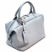 Florine Leather Handbag – Handmade in Florence with Printed Woven - Effect Finish - Leather Italiano