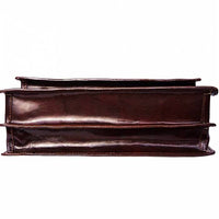 functional dual compartment leather briefcase espresso brown