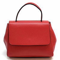 Gaia Italian Leather Handbag – Compact Top Handle with Dollar Grain Texture - Leather Italiano