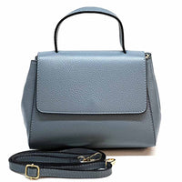 Gaia Italian Leather Handbag – Compact Top Handle with Dollar Grain Texture - Leather Italiano