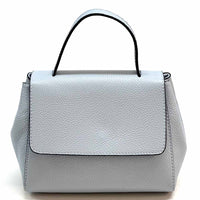 Gaia Italian Leather Handbag – Compact Top Handle with Dollar Grain Texture - Leather Italiano