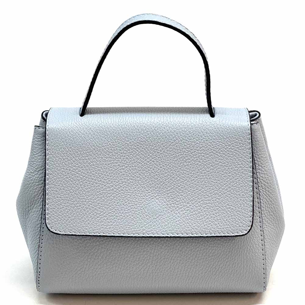 Gaia Italian Leather Handbag – Compact Top Handle with Dollar Grain Texture - Leather Italiano