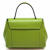Gaia Italian Leather Handbag – Compact Top Handle with Dollar Grain Texture - Leather Italiano
