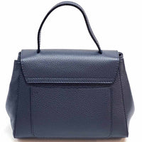 Gaia Italian Leather Handbag – Compact Top Handle with Dollar Grain Texture - Leather Italiano