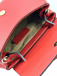 Gaia Italian Leather Handbag – Compact Top Handle with Dollar Grain Texture - Leather Italiano