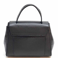 Gaia Italian Leather Handbag – Compact Top Handle with Dollar Grain Texture - Leather Italiano