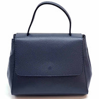 Gaia Italian Leather Handbag – Compact Top Handle with Dollar Grain Texture - Leather Italiano