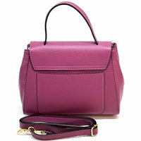 Gaia Italian Leather Handbag – Compact Top Handle with Dollar Grain Texture - Leather Italiano